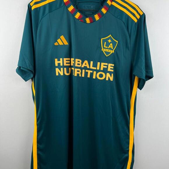 Adidas LA Galaxy 2024 Away Jersey Men's L Green Yellow Slim Fit Herbalife MLS - Picture 1 of 7